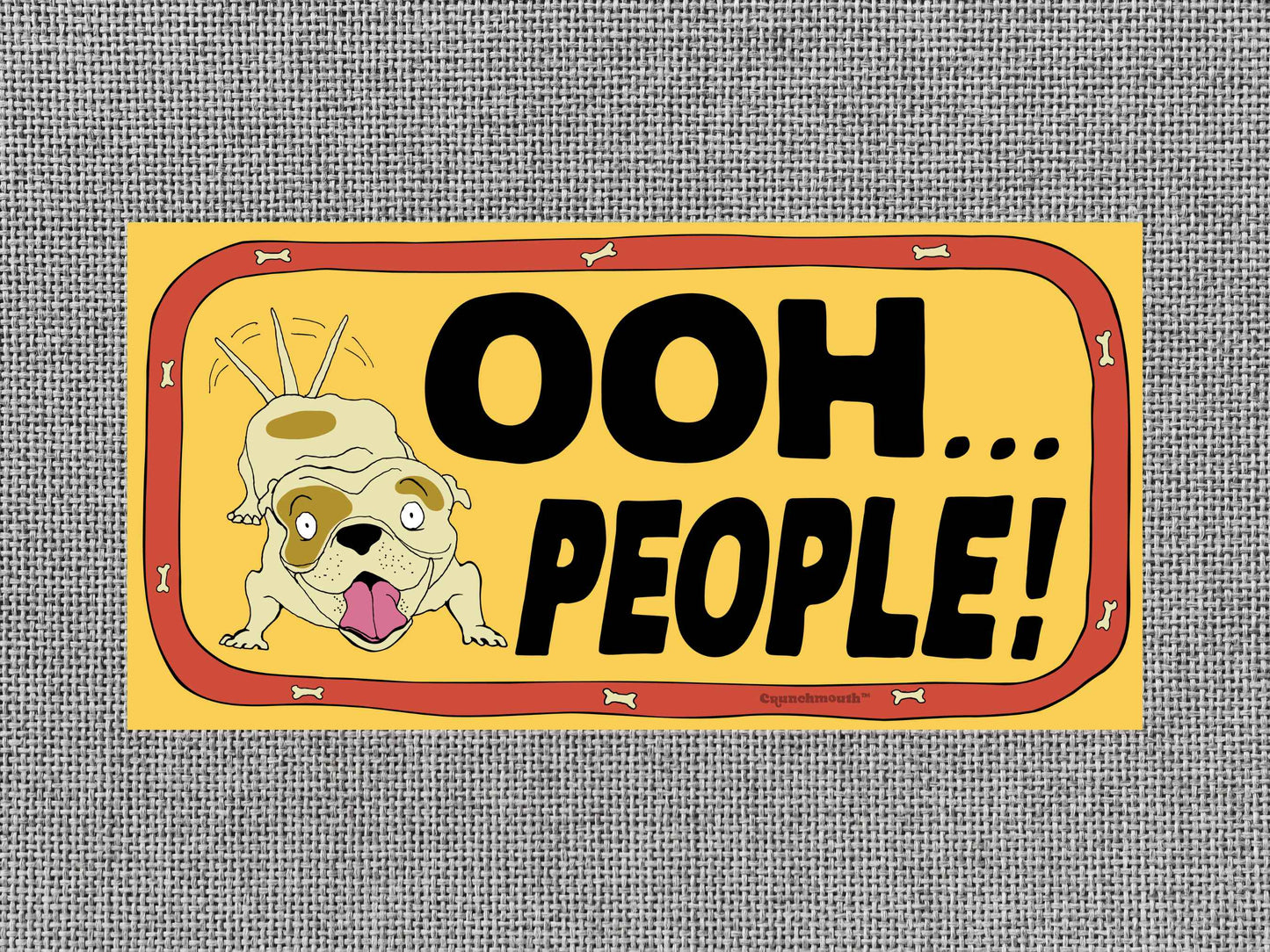 ooh people, ew people, funny dog sticker, gray textured background