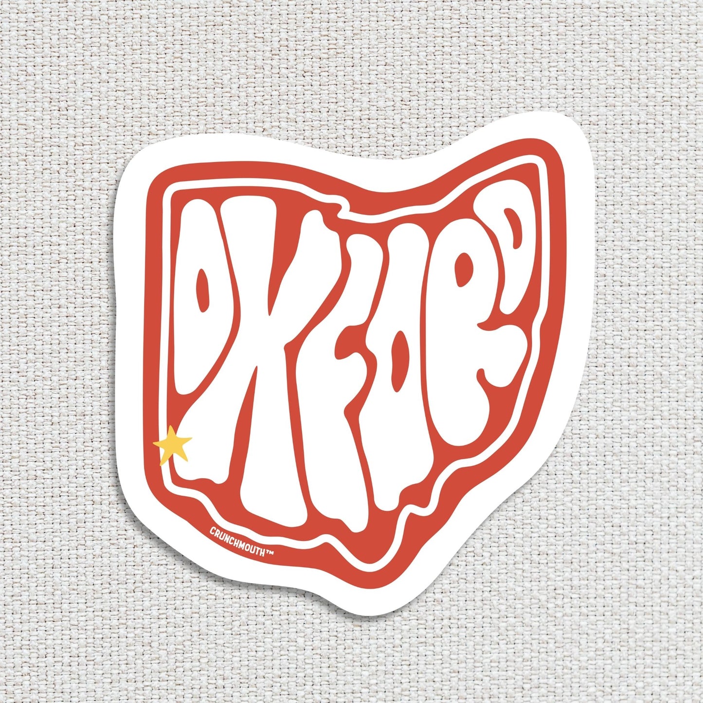 oxford ohio travel luggage sticker, textured fabric background