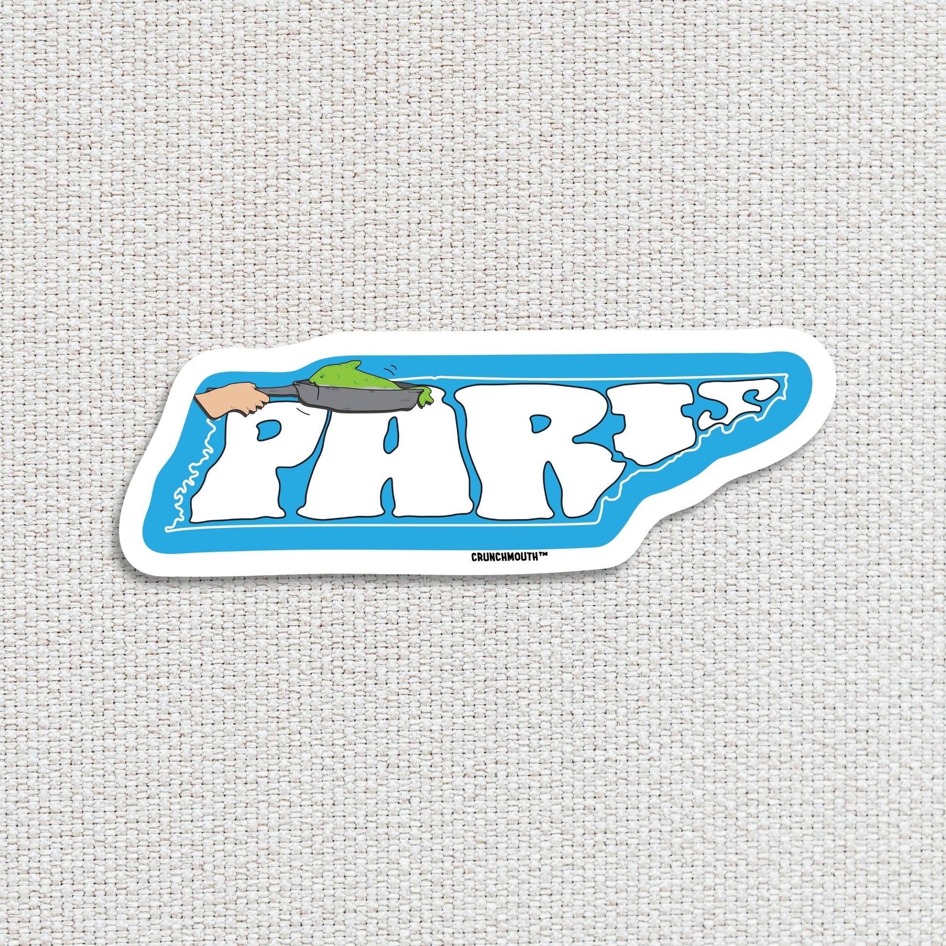 paris Tennessee world's biggest fish fry travel luggage sticker textured fabric background