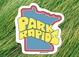 park rapids minnesota car bumper sticker, grass background