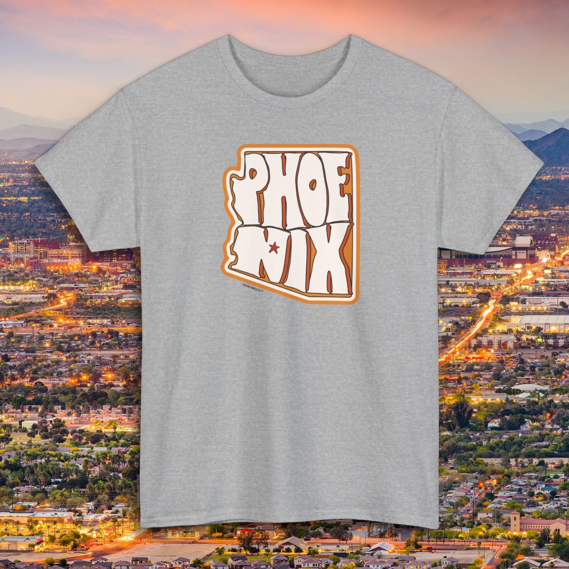 phoenix shirt, sport grey color, cityscape background