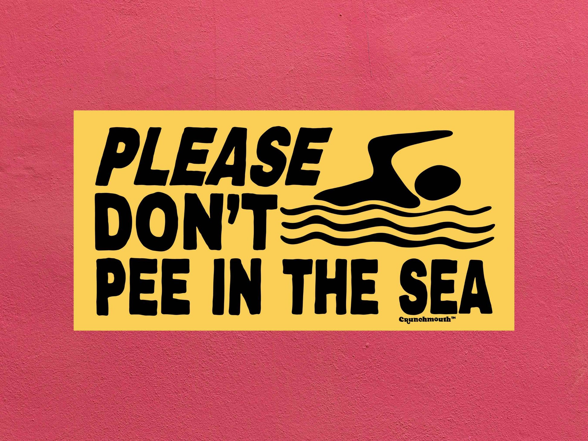 please don't pee in the sea, funny beach sticker, rose textured background