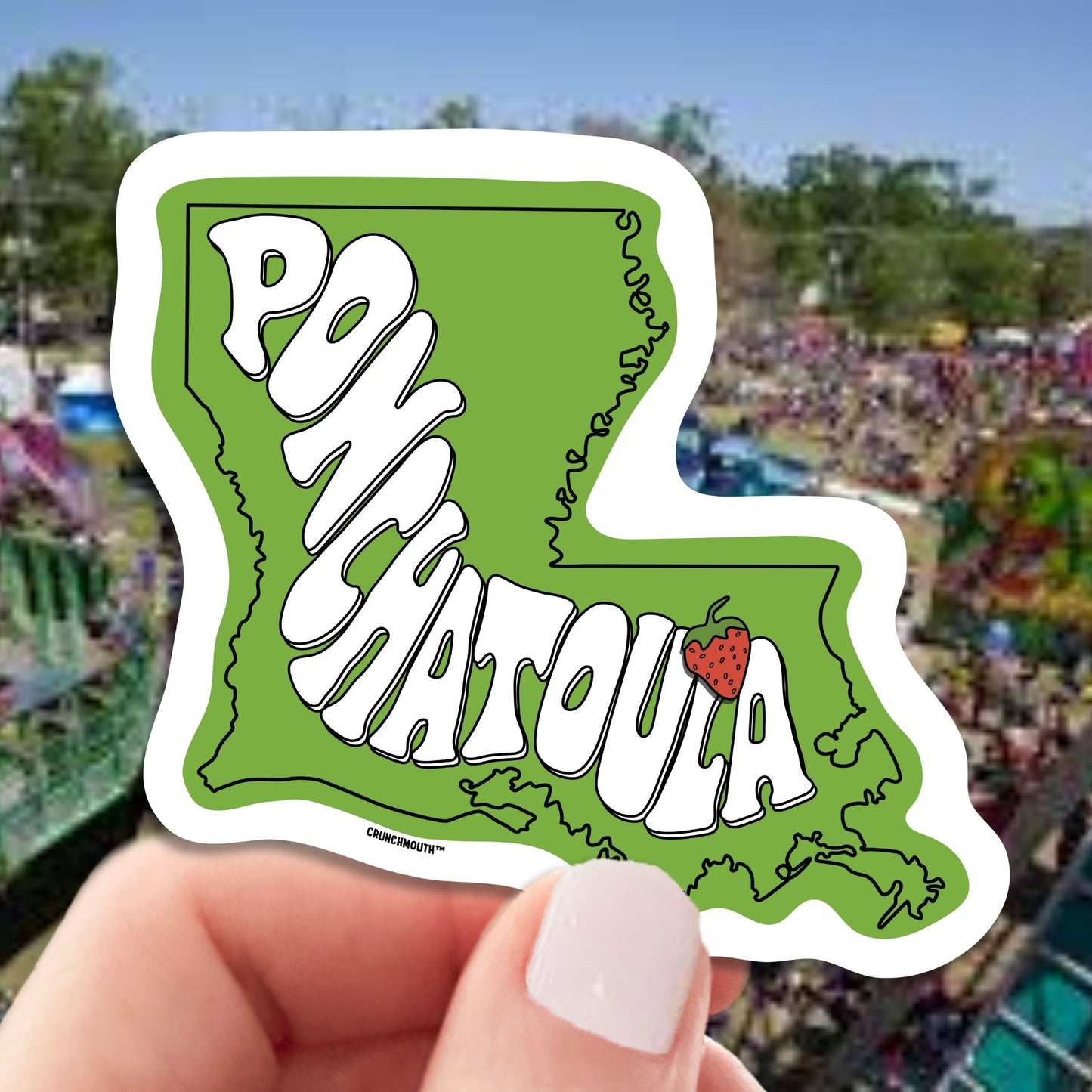 ponchatoula travel luggage sticker, hand display, sun rays design background