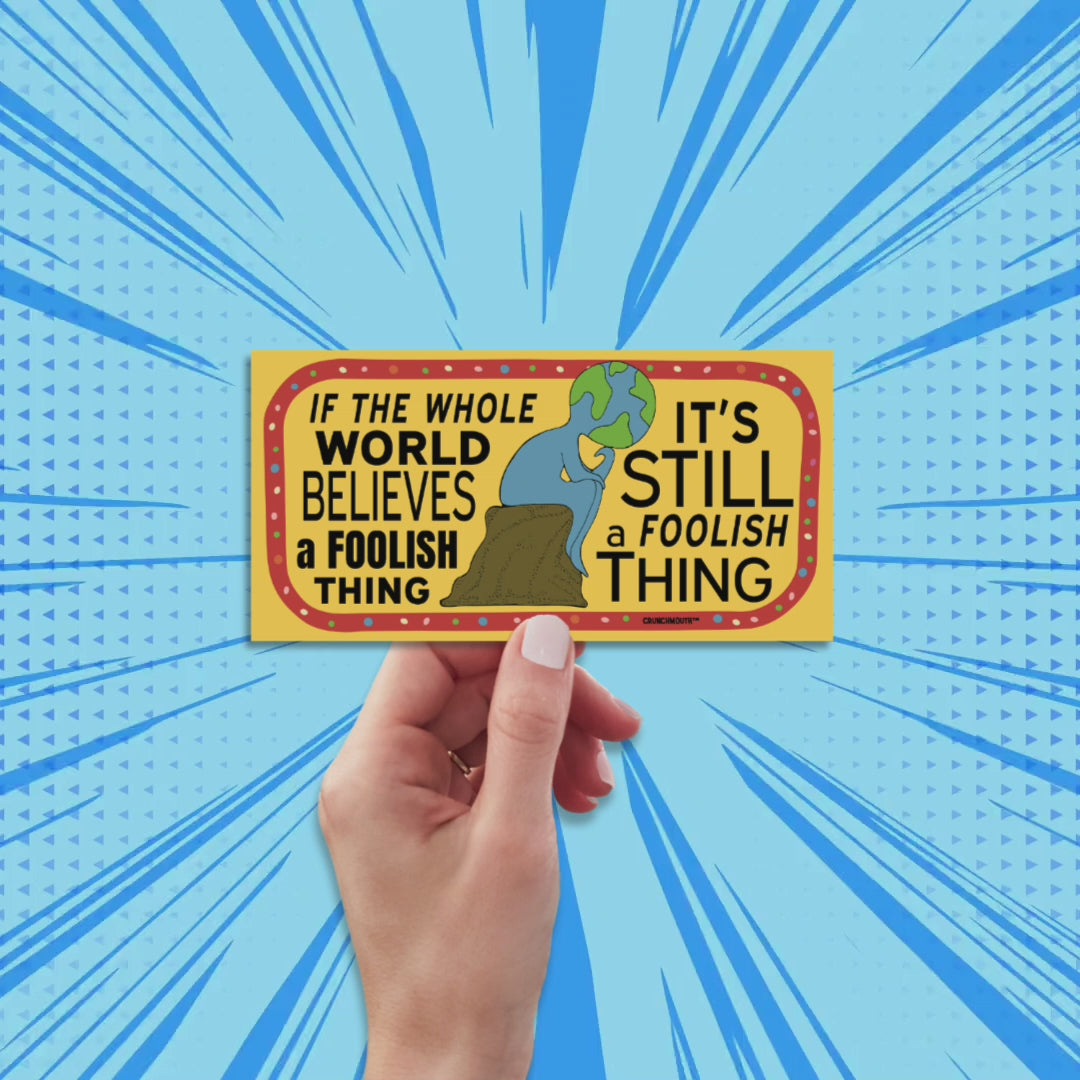 think while it's still legal bumper sticker, hand display, sun rays design background