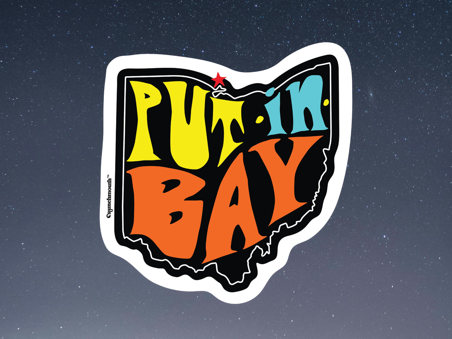 put-in-bay waterproof vinyl sticker, starry night sky background