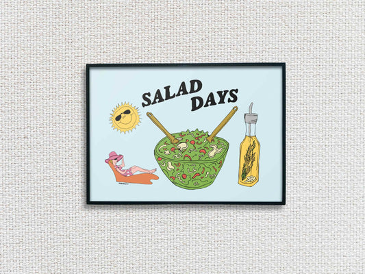 salad days wall art, flat, white textured background