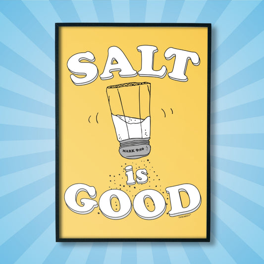 salt is good kjv Scripture verse kitchen sign, sun rays design background