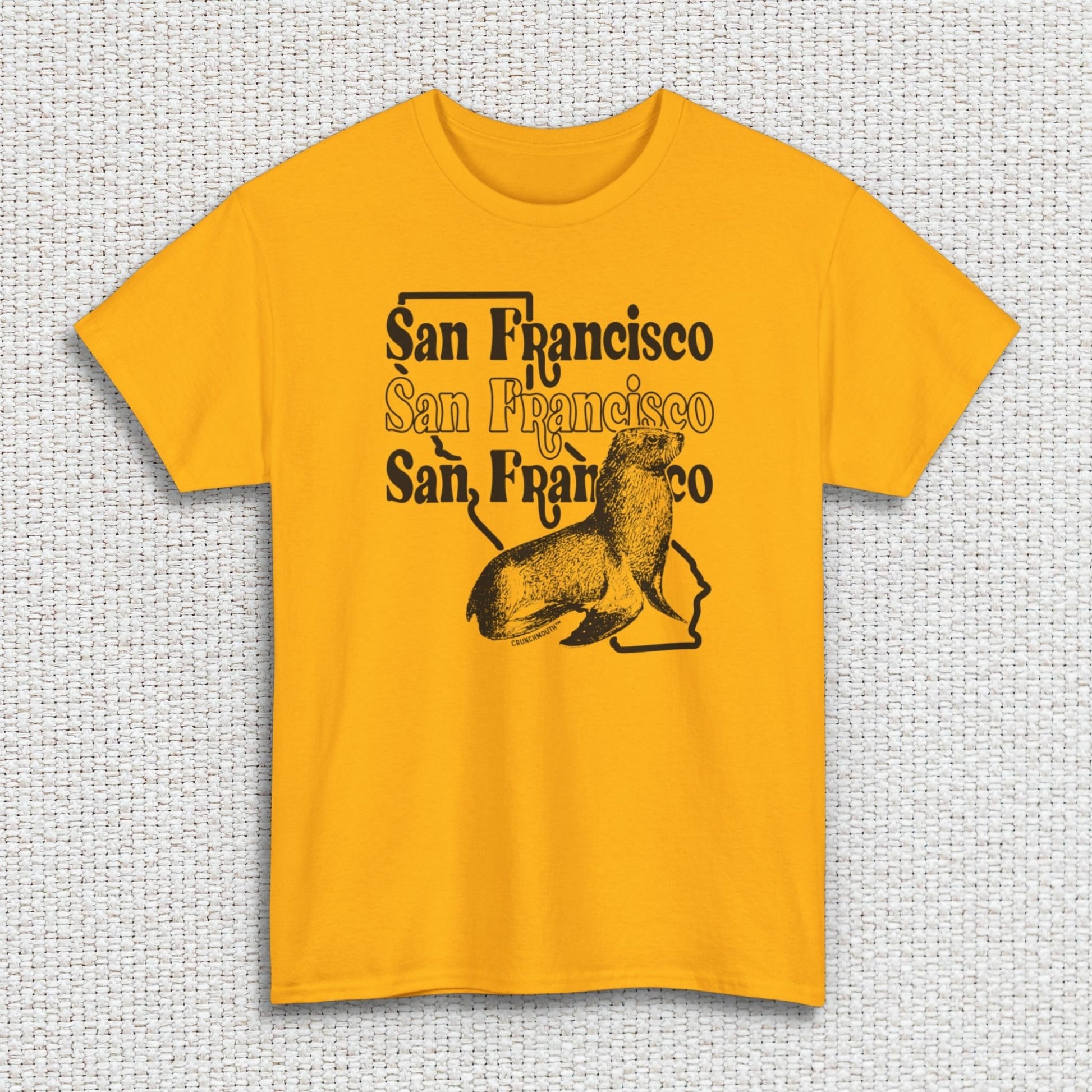 san francisco sea lion shirt, white textured fabric background