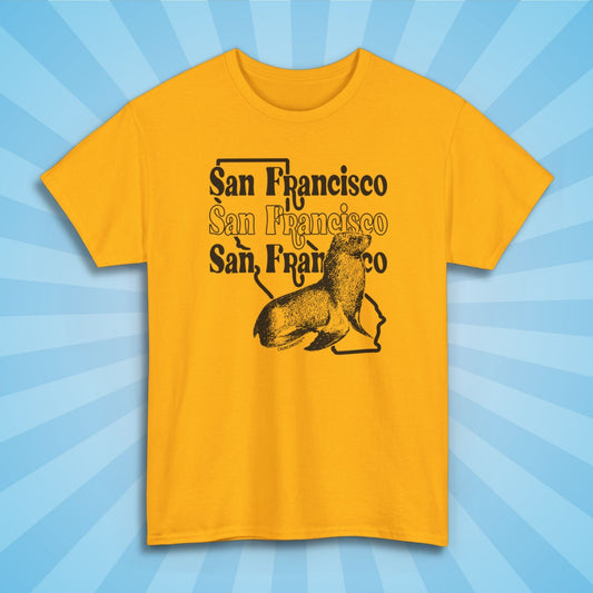 san francisco sea lion shirt, sun rays design background