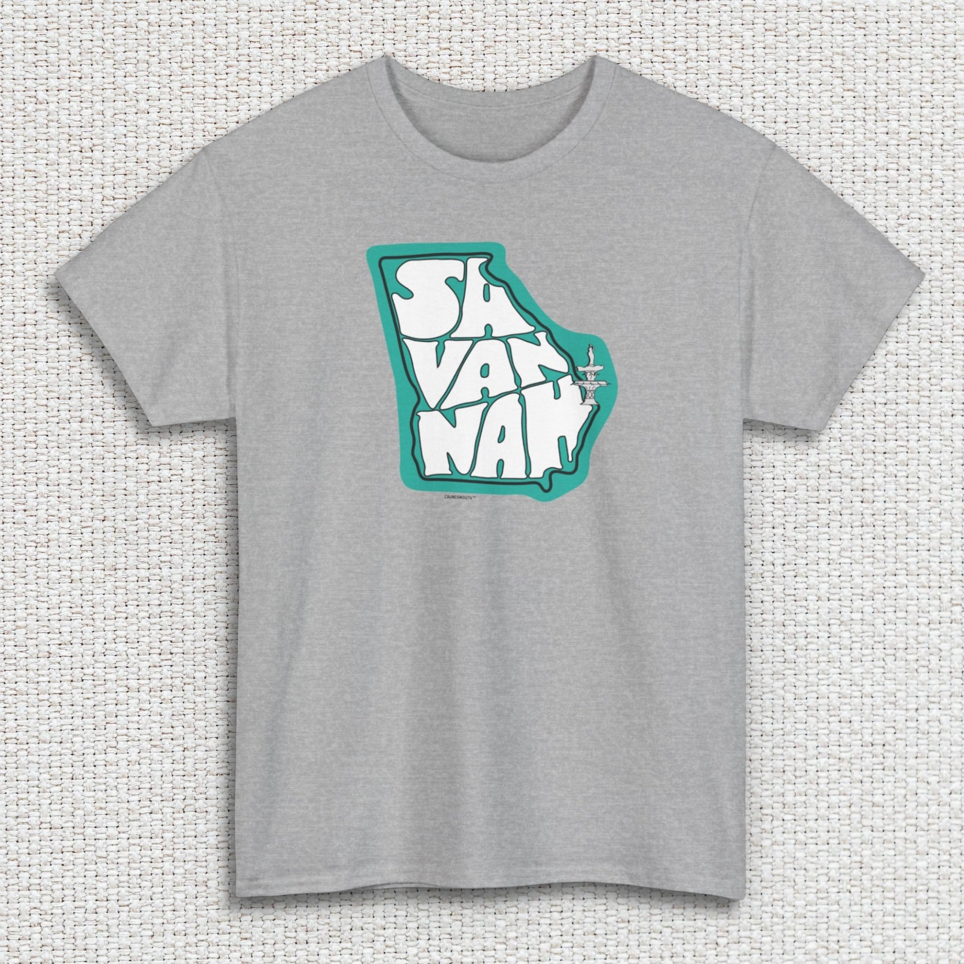 savannah georgia shirt, front, sport grey color, textured fabric background
