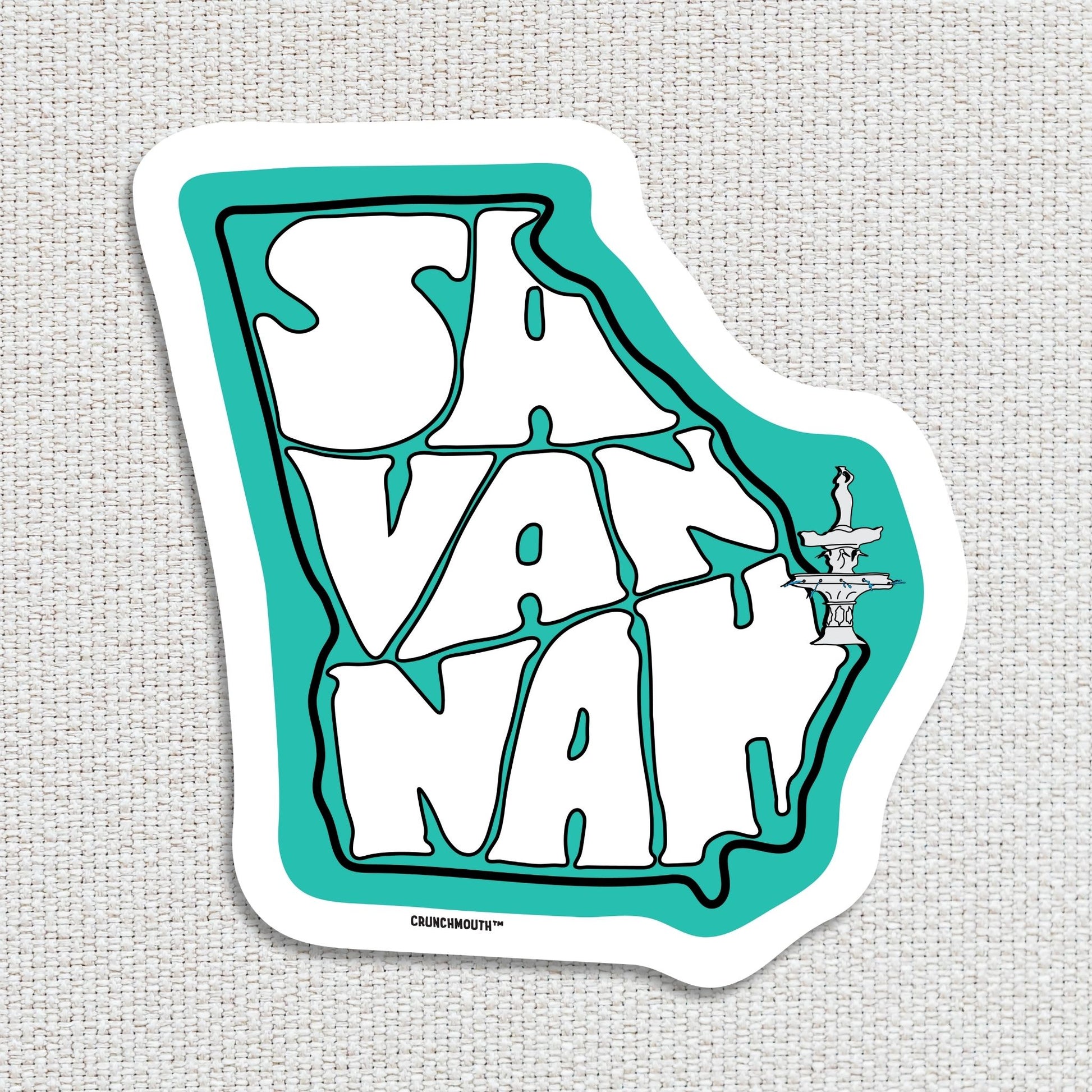 savannah georgia travel luggage sticker, textured fabric background