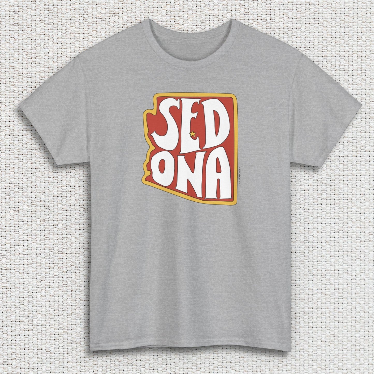 sedona arizona shirt, front, sport grey color, textured fabric background