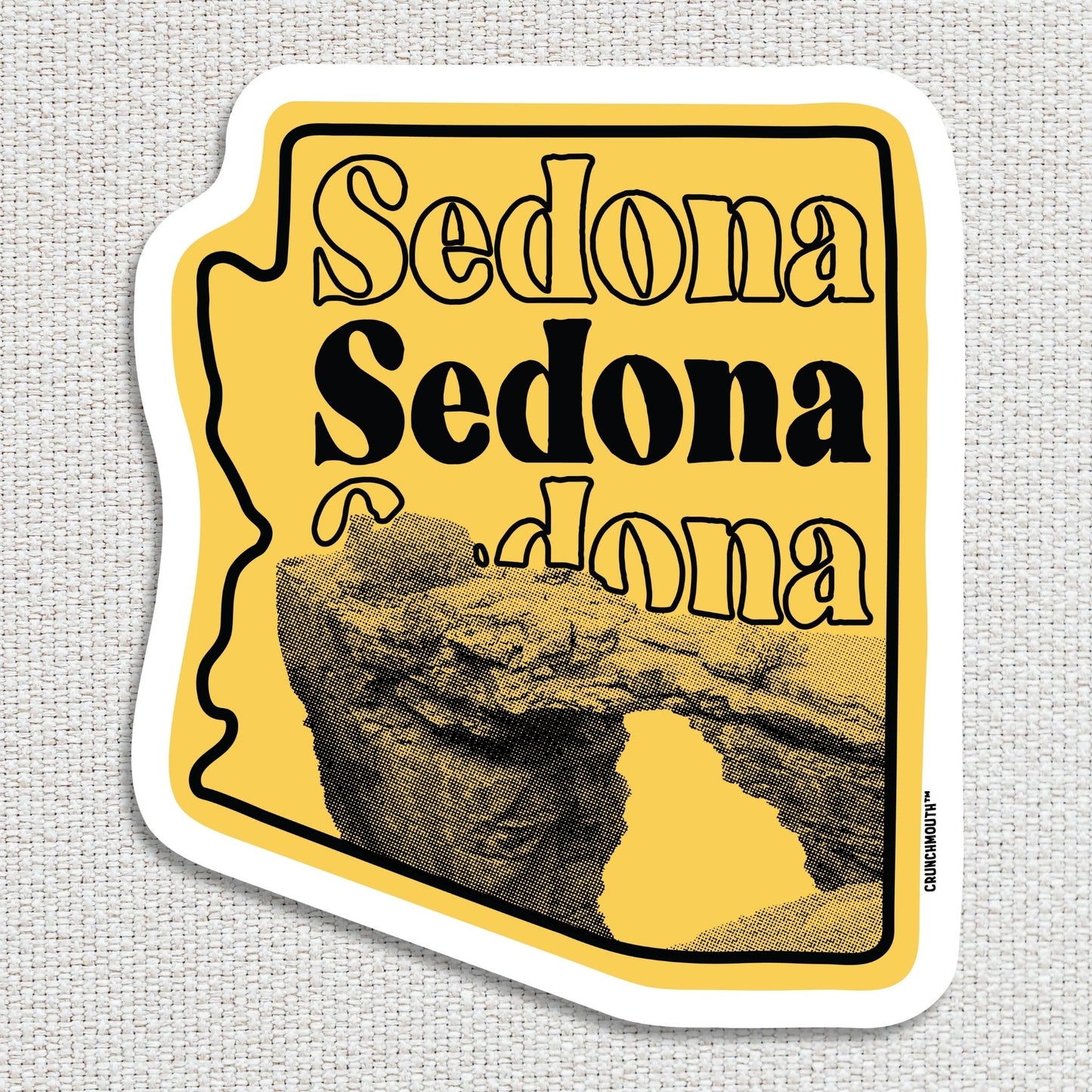 sedona arizona laptop sticker, textured fabric background