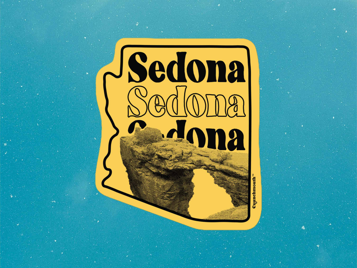 sedona sticker, travel luggage stickers, blue sky background