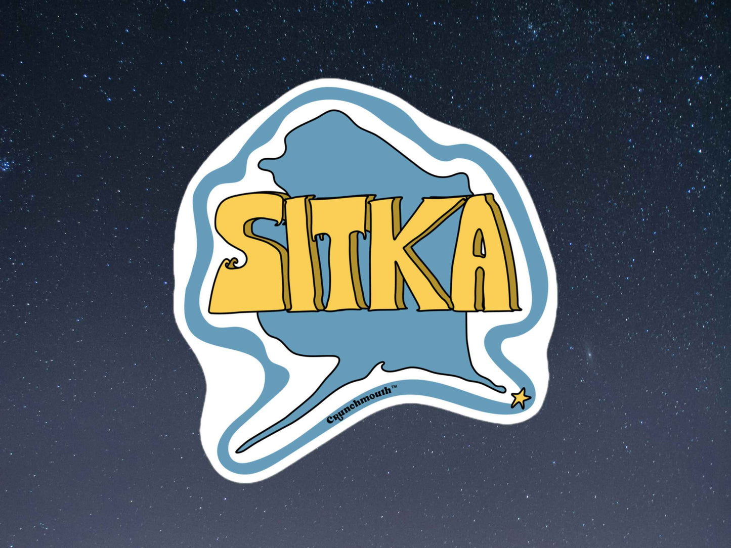 sitka sticker, travel luggage stickers, starry night sky background