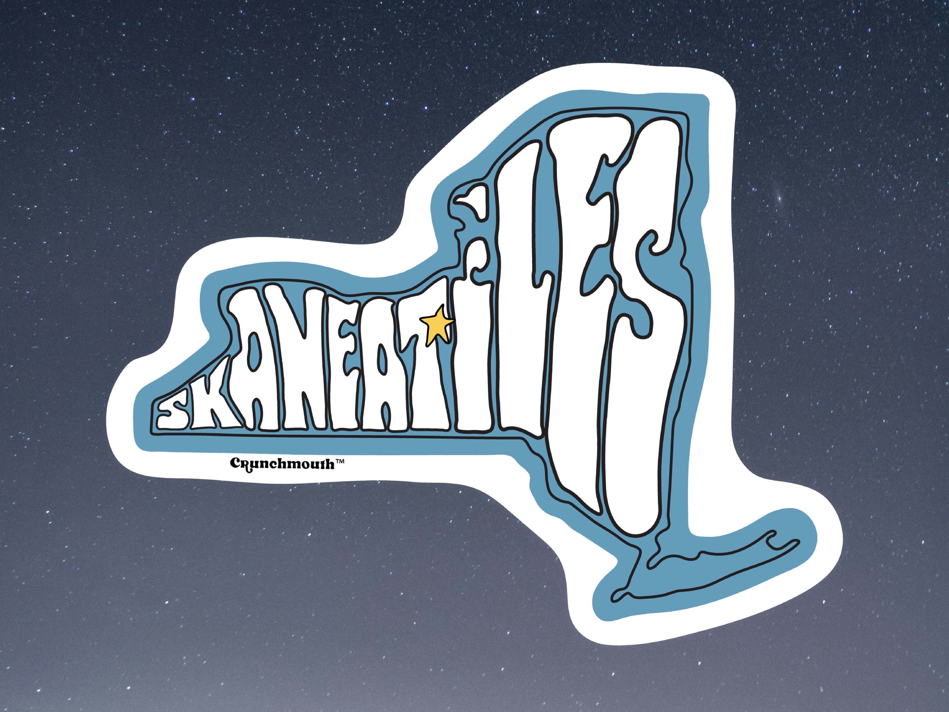 skaneateles new york sticker, starry night sky background