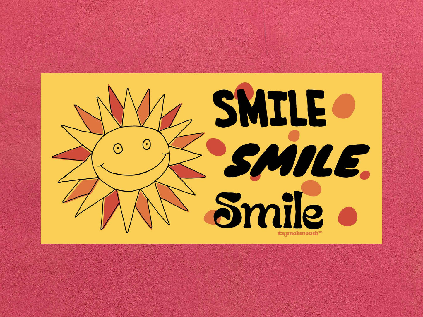 smile smile smile bumper sticker, hippie stickers, rose textured background