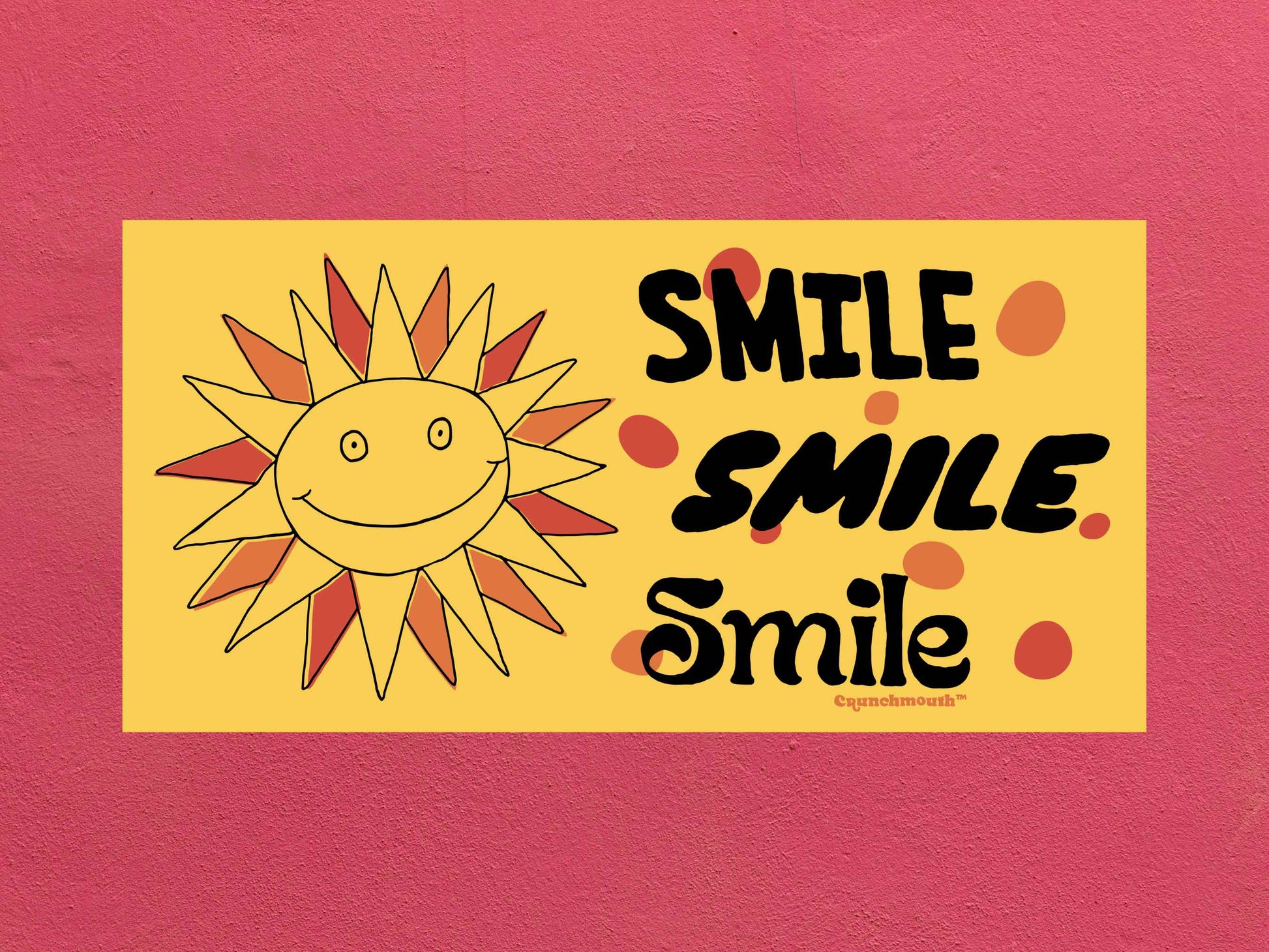 smile smile smile bumper sticker, hippie stickers, rose textured background