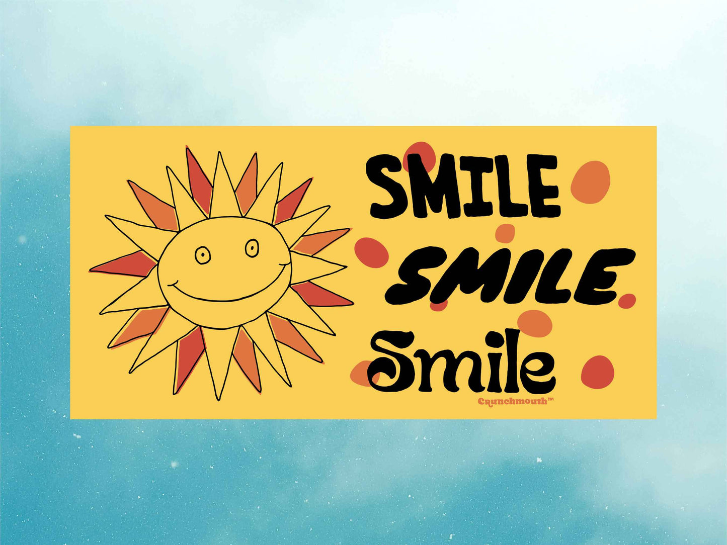 smile smile smile bumper sticker, hippie stickers, blue sky background