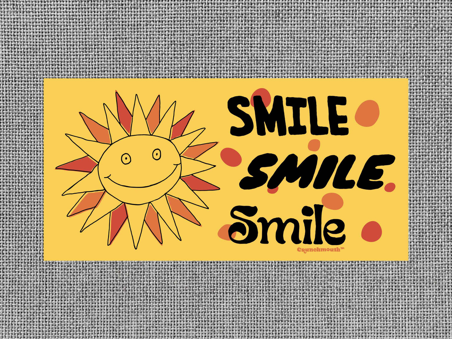 smile smile smile bumper sticker, hippie stickers, gray textured background