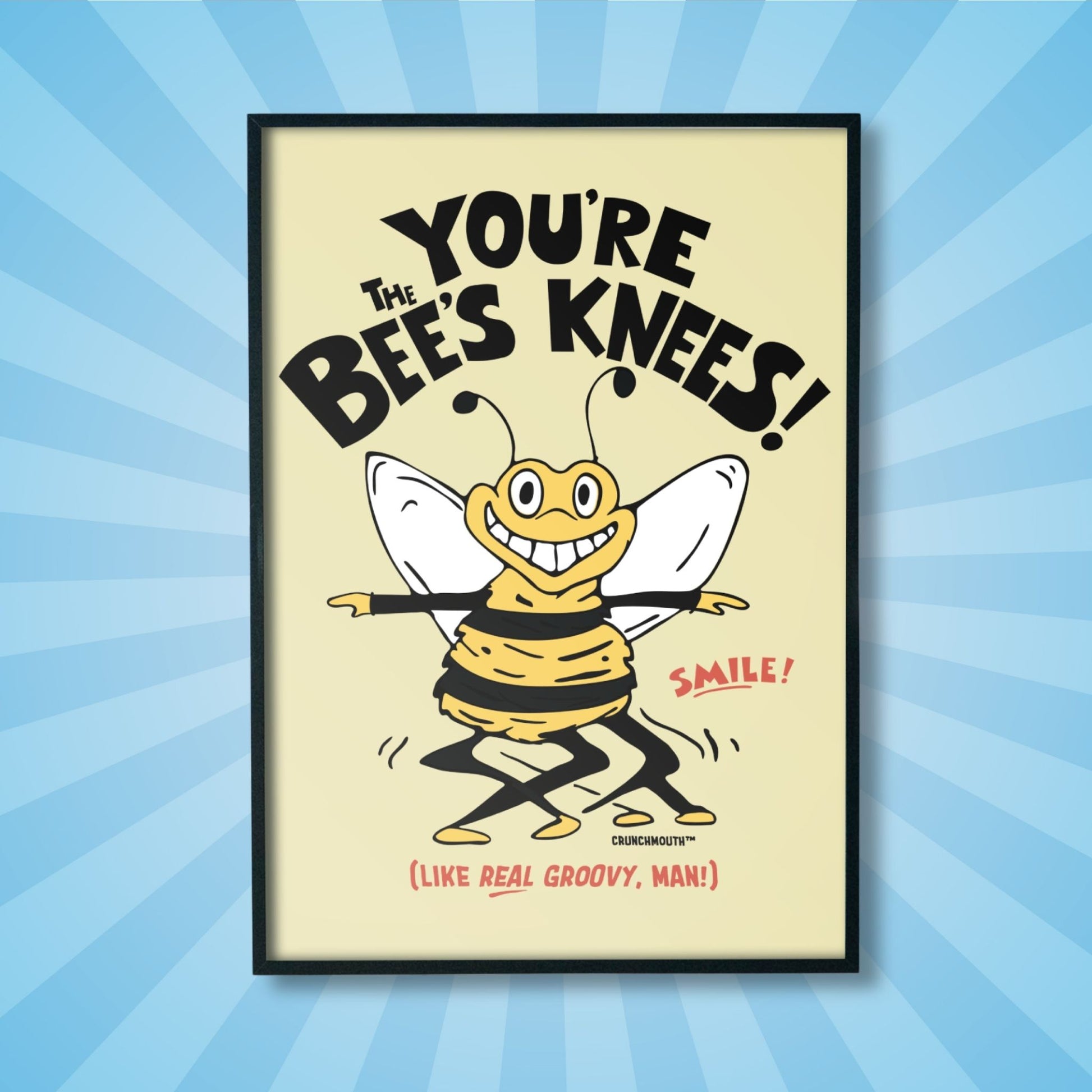 you're the bee's knees frameable wall art, sun rays design background