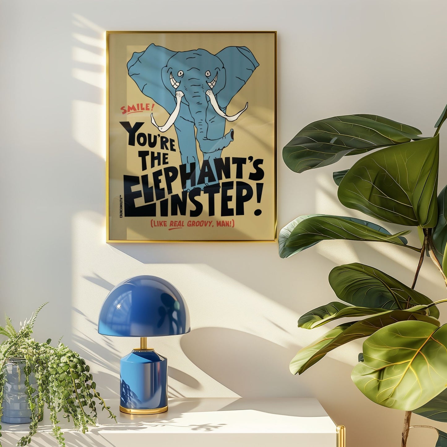 elephants instep funny jazz age slang frameable poster, displayed in context