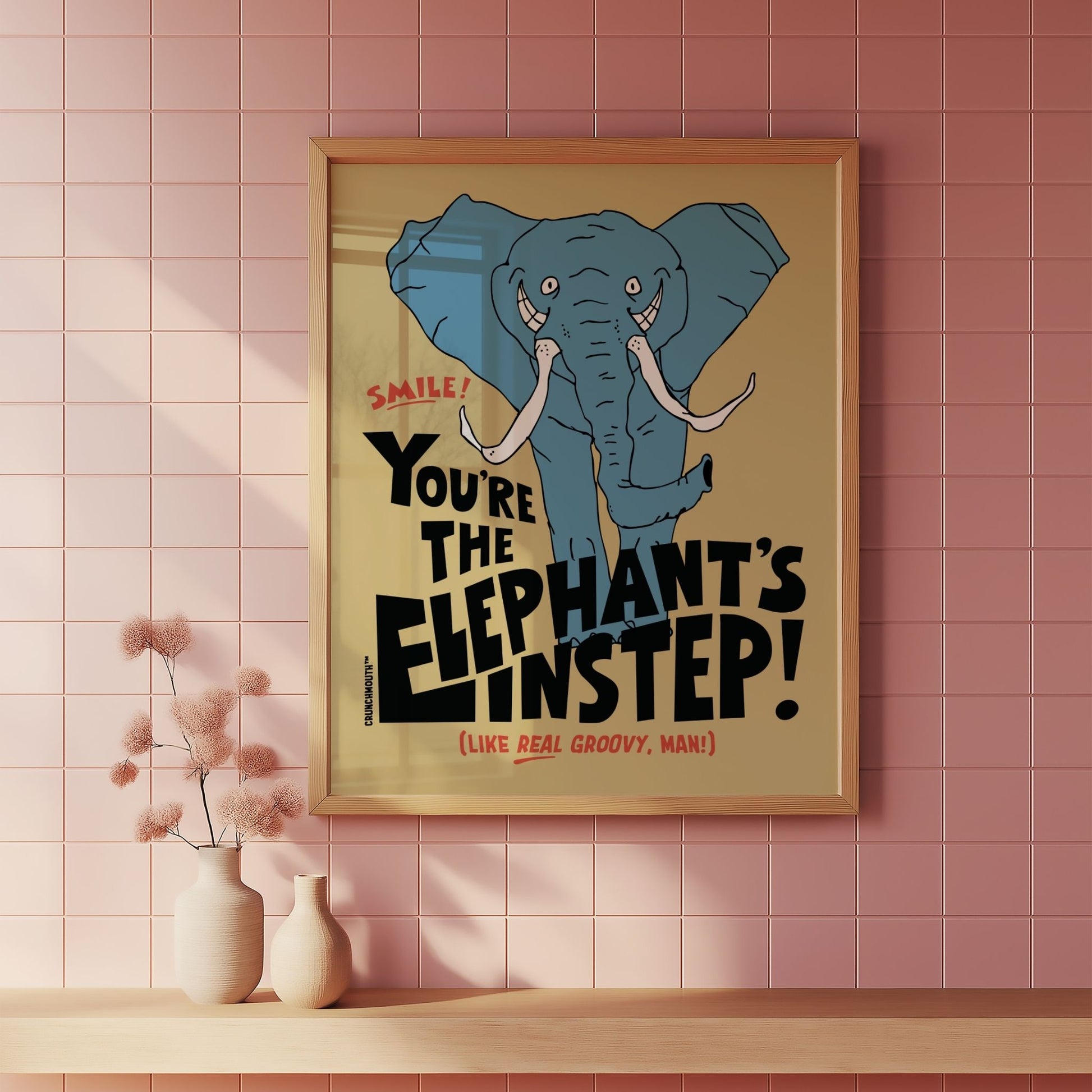 elephants instep funny jazz age slang frameable poster, displayed in context