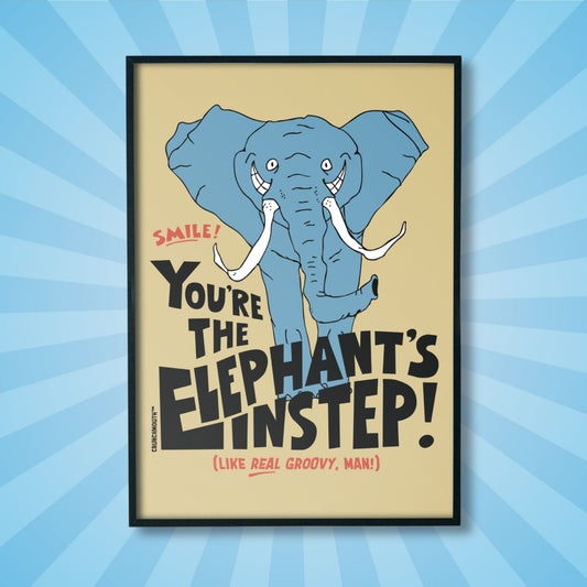 elephants instep funny jazz age slang frameable poster, sun rays design background