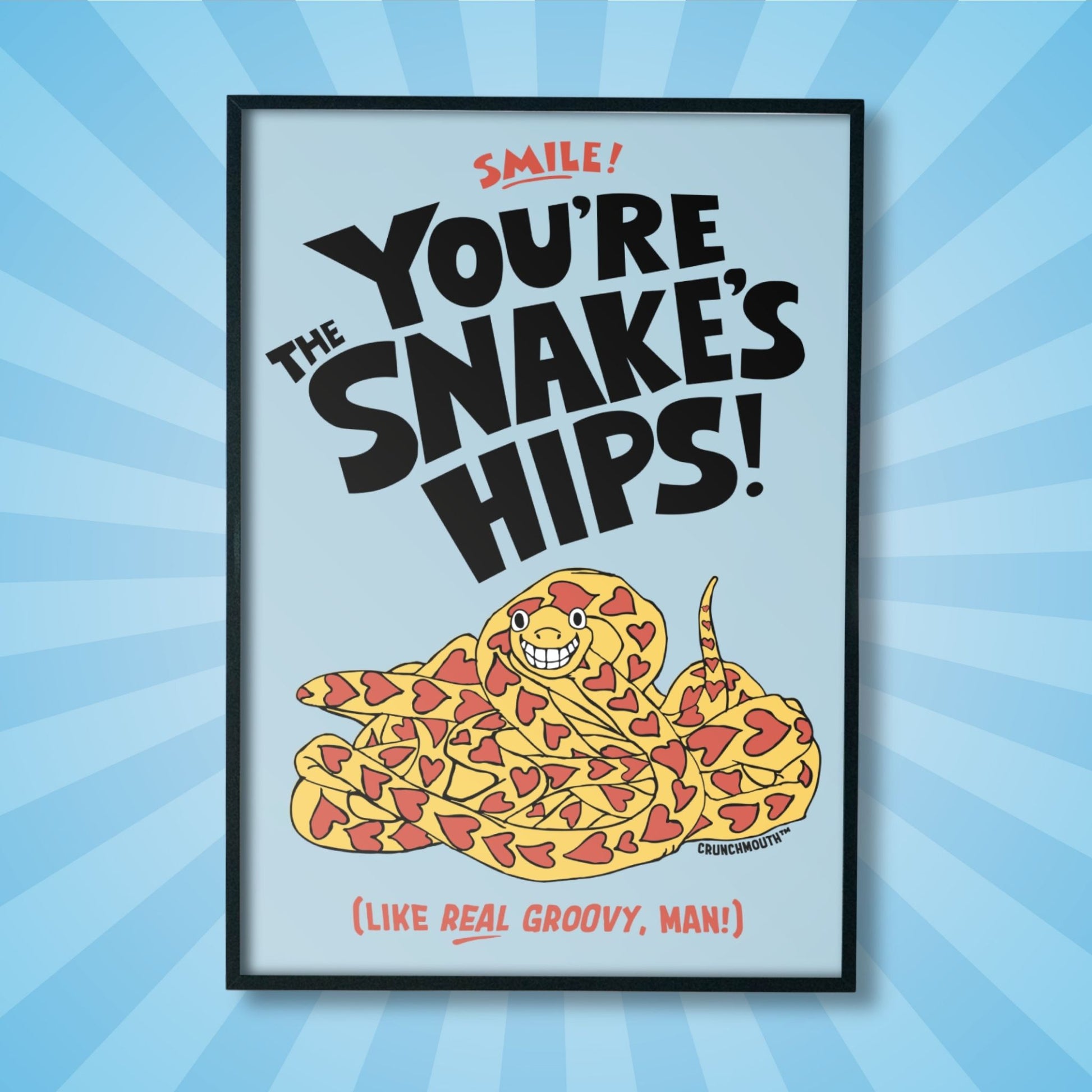 you're the snakes hips frameable wall art, sun rays design background