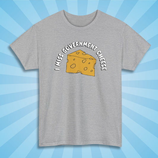 i miss government cheese shirt, sport grey color, sun rays design background