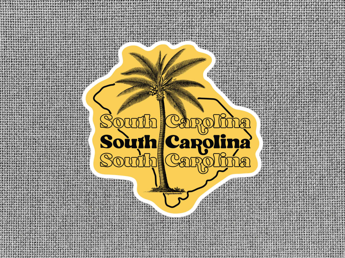 south carolina travel luggage sticker, gray textured background