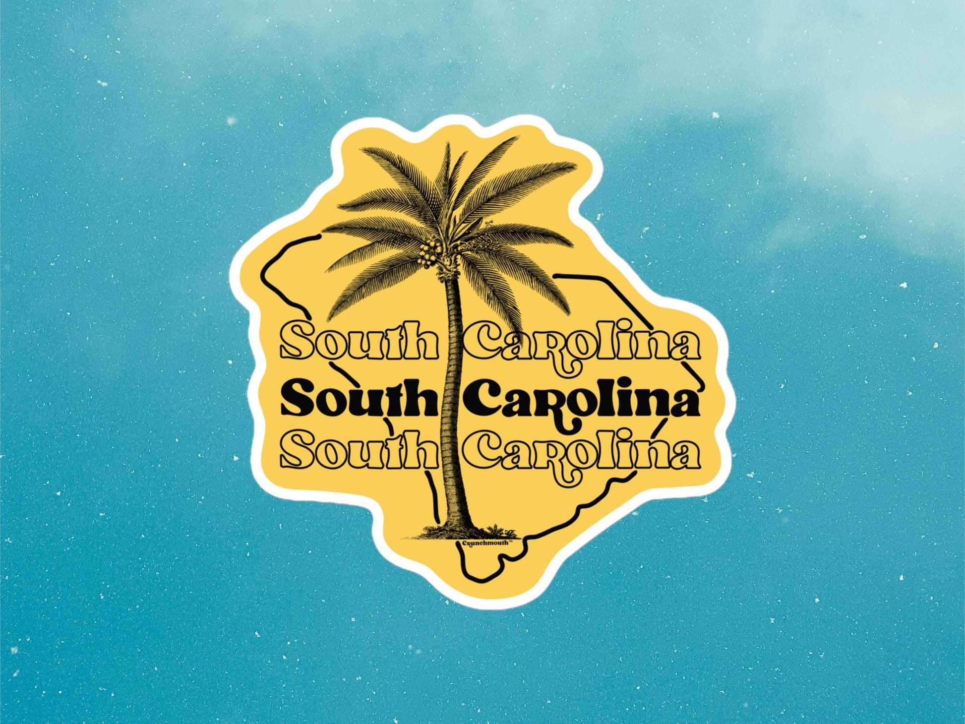 south carolina travel luggage sticker, blue sky background