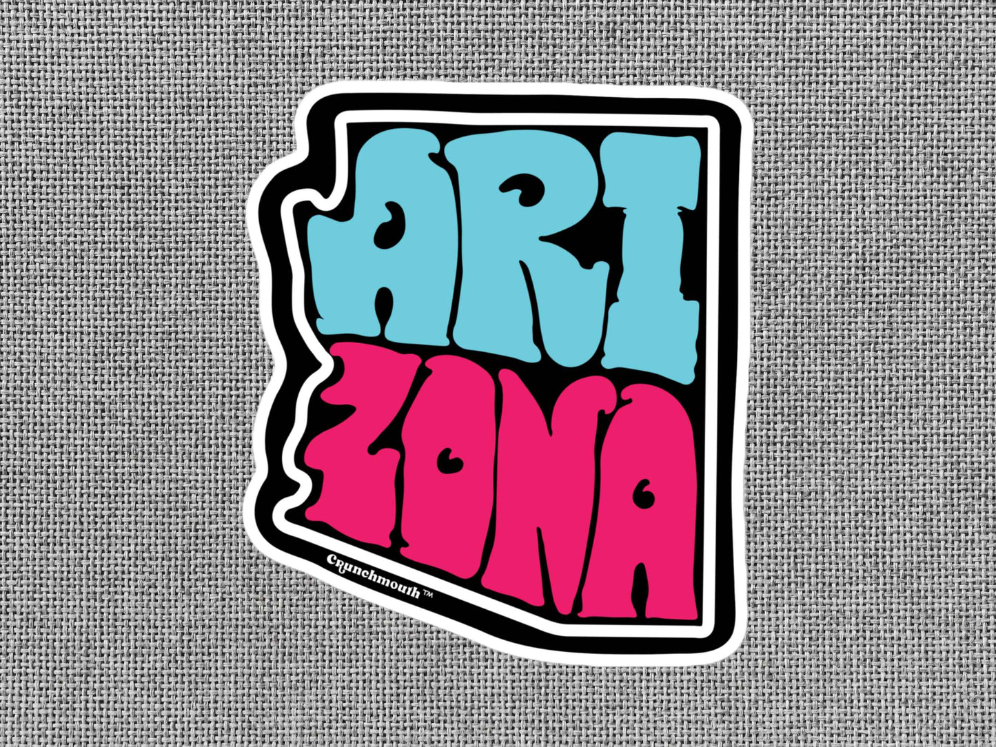 arizona sticker, gray textured background