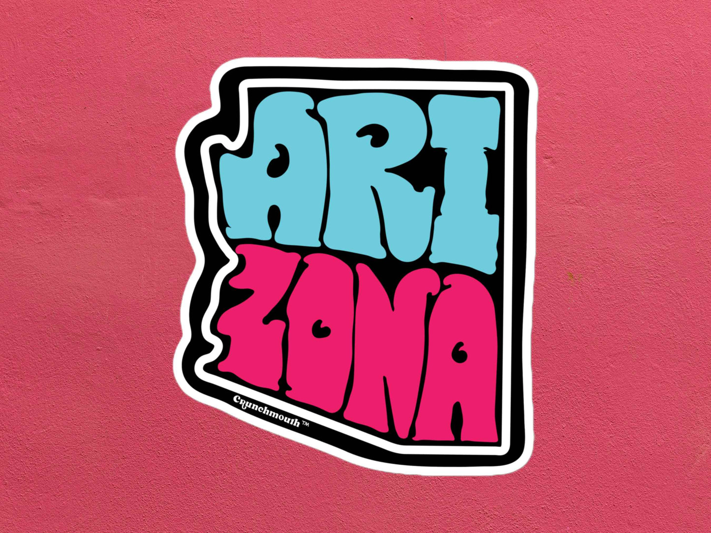 arizona sticker, rose color textured background