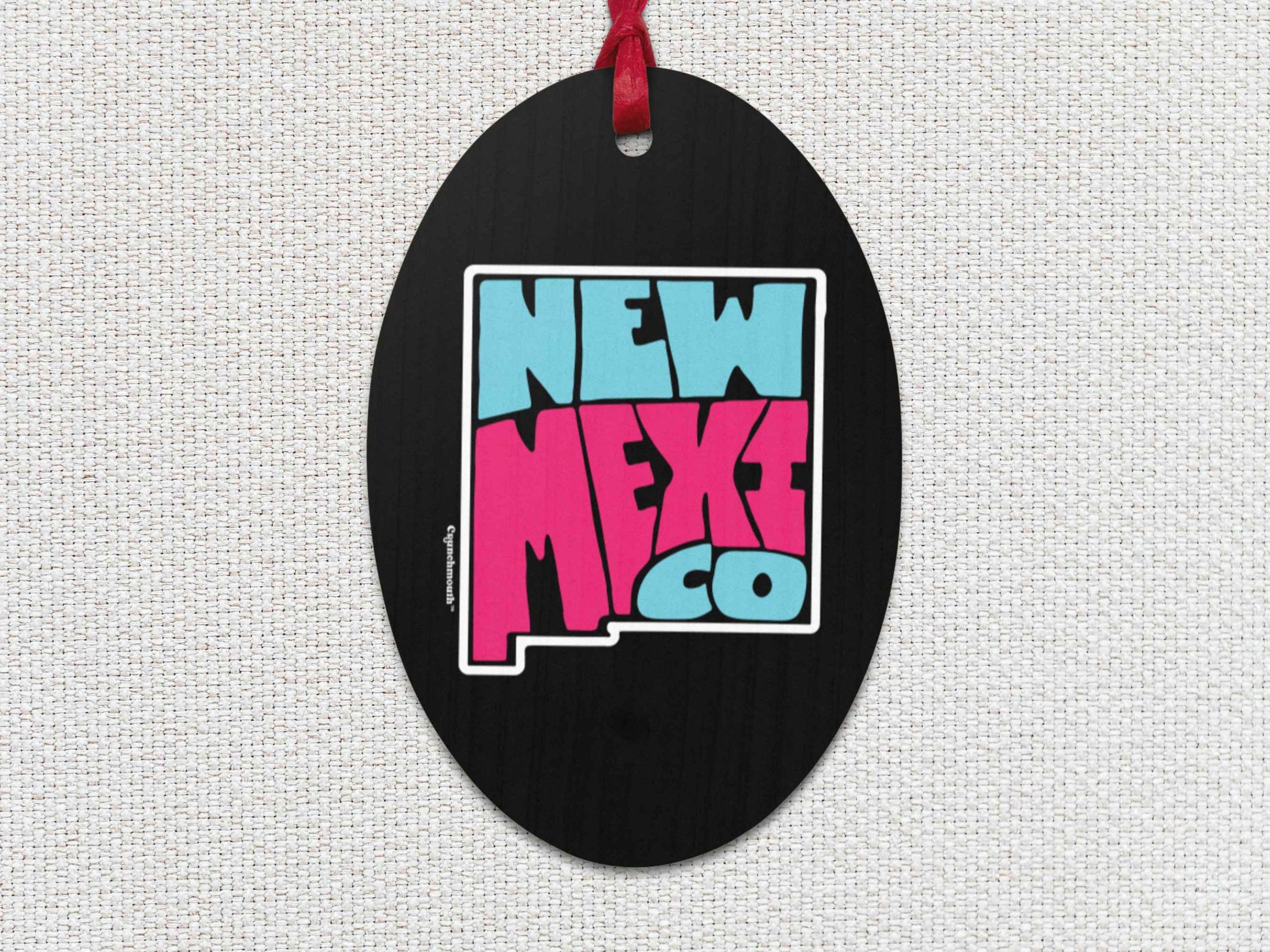 new mexico Christmas ornament, front, white textured background