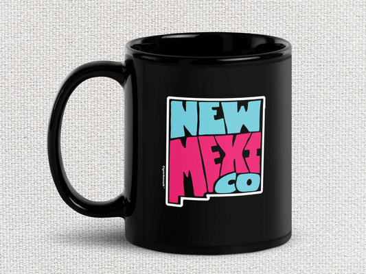 new mexico mug, souvenir coffee mugs, 11oz, handle on left, white textured background