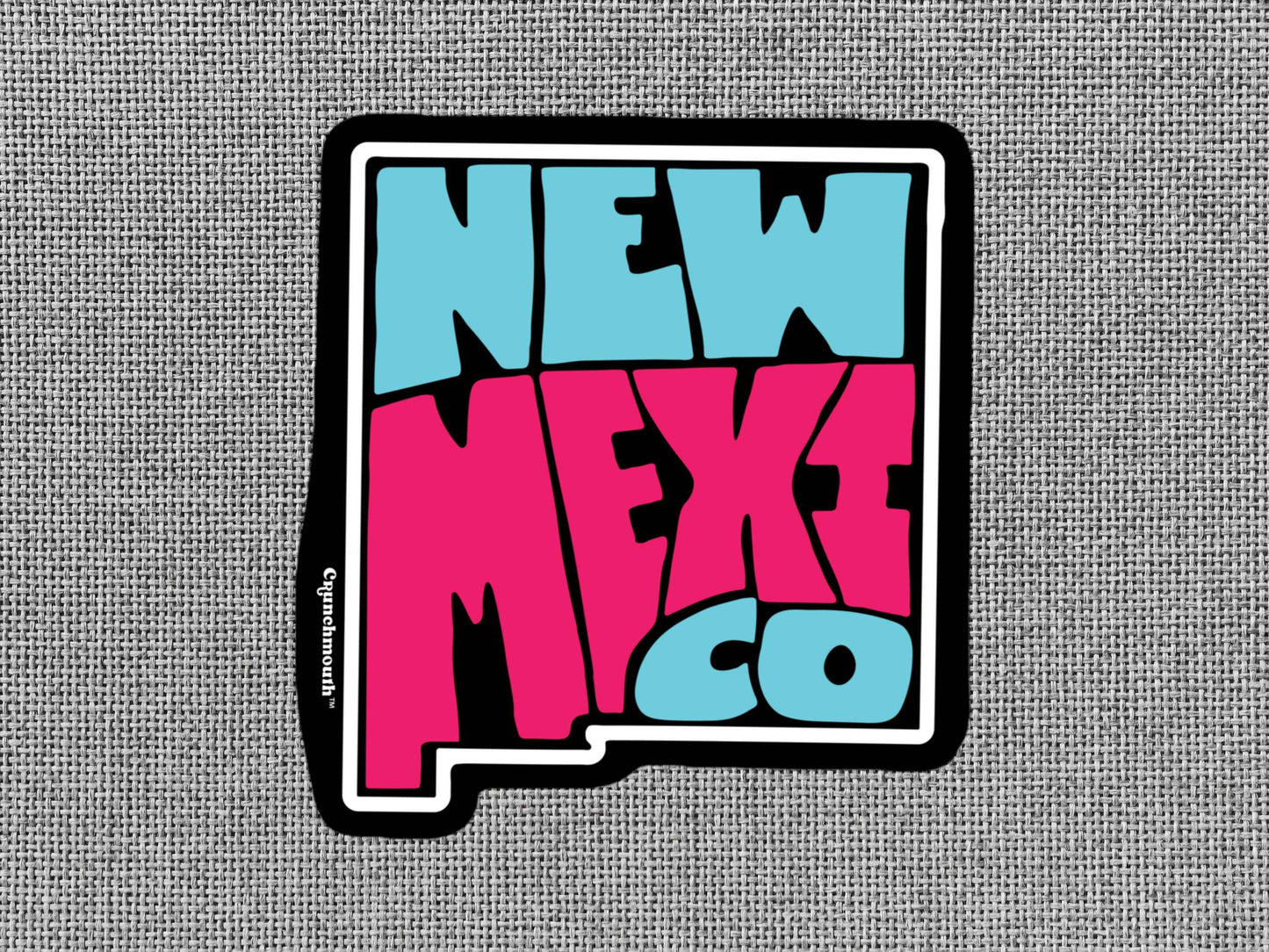 state of new mexico sticker, travel luggage stickers, gray textured background