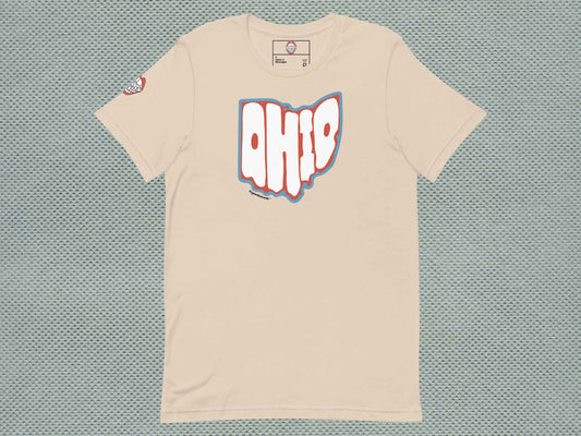 state of ohio shirt, souvenir t shirts, flat, front, gray textured background