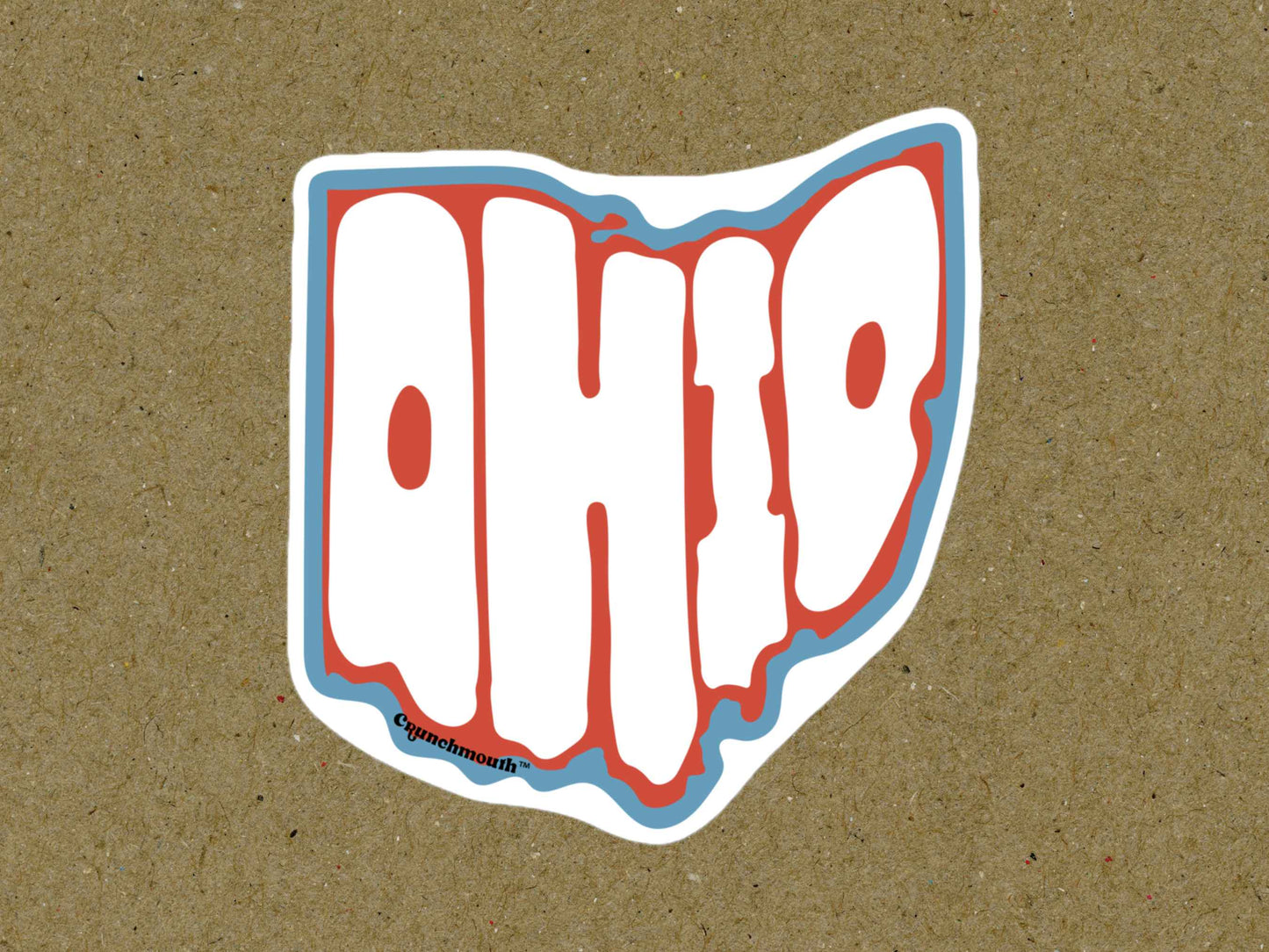 state of ohio sticker, travel luggage stickers, brown textured background