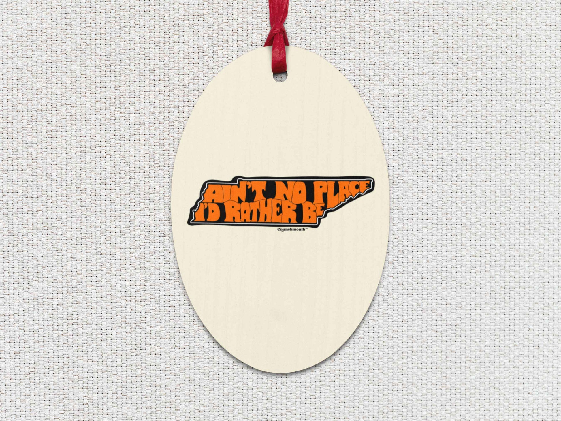 tennessee Christmas ornament, front, white textured background