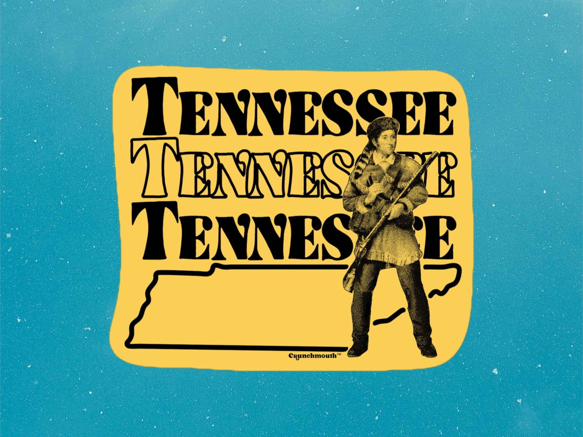 tennessee sticker, volunteer state, travel luggage sticker, blue sky background