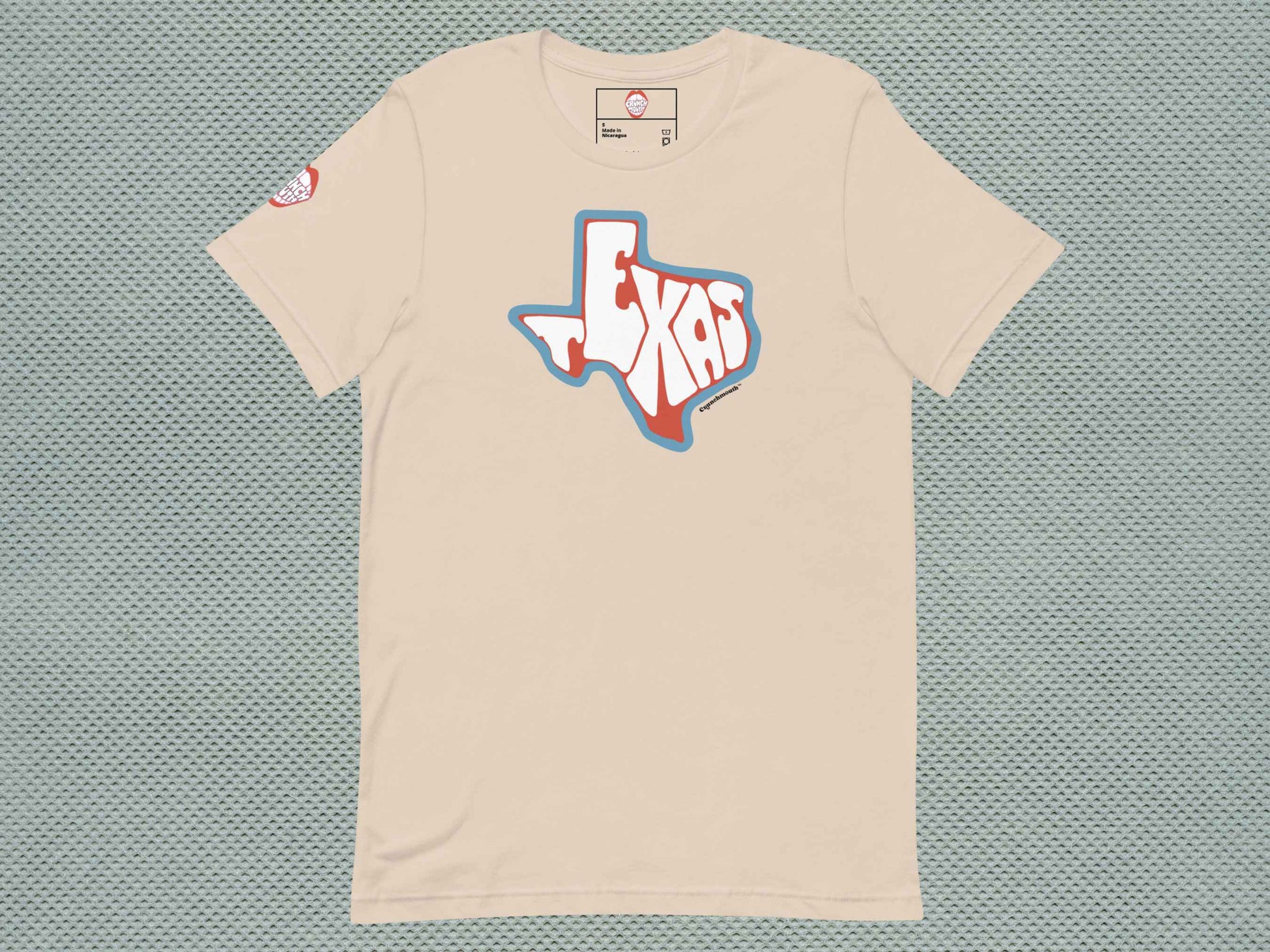 texas shirt, souvenir t shirts, flat, front, silver textured background