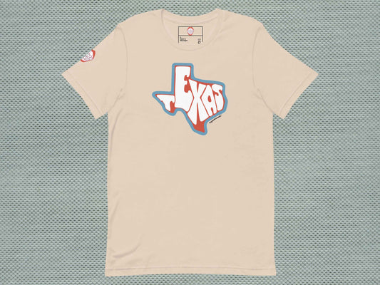 texas shirt, souvenir t shirts, flat, front, silver textured background