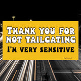 thank you for not tailgating funny bumper sticker gallery image