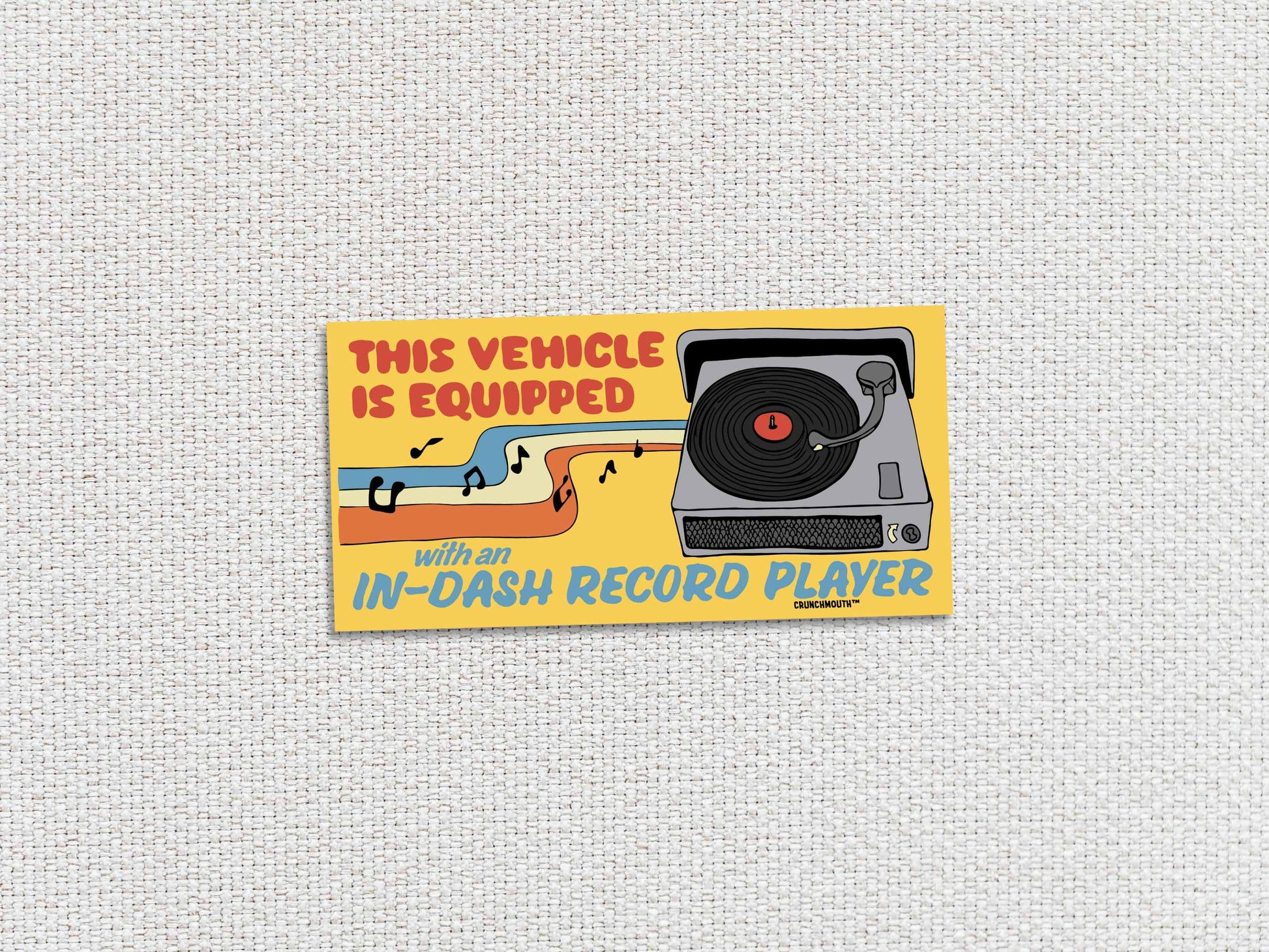 vinyl record lover, funny bumper sticker, white textured background