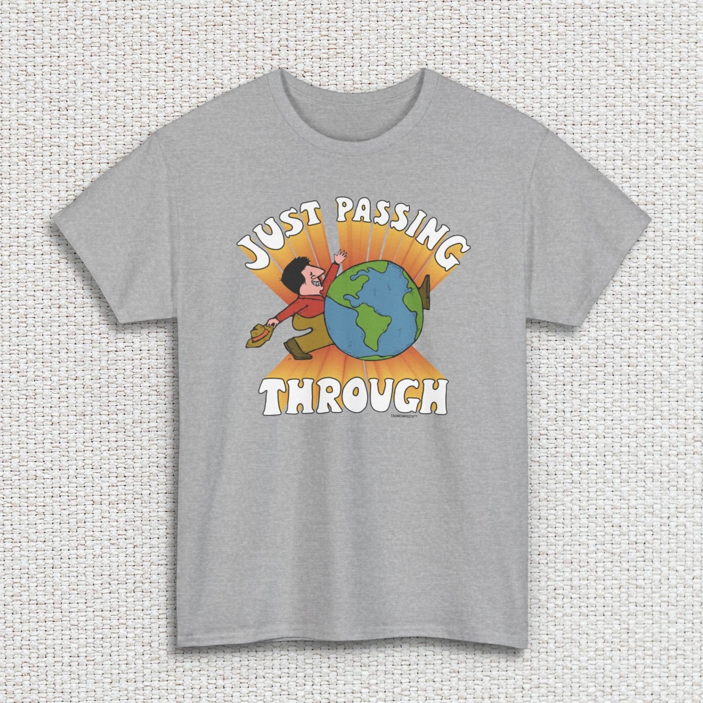passing through tshirt, sport grey color, white textured fabric background