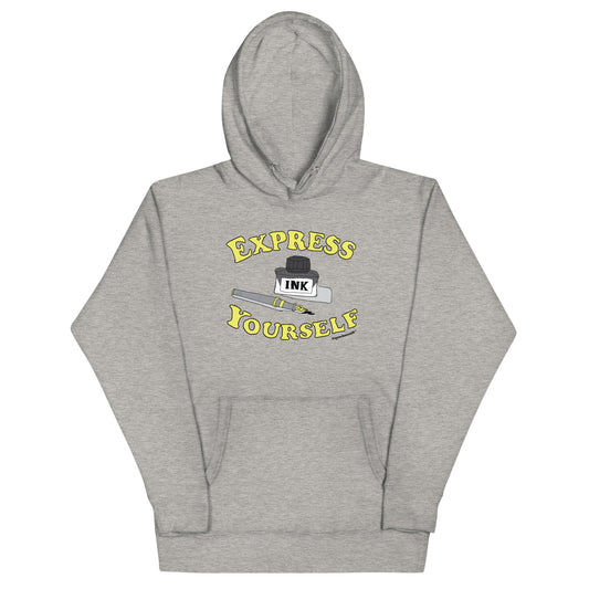 express yourself fountain pen and ink hooded sweatshirt, unisex