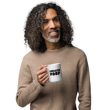legalize poop 15oz coffee mug, handle on left, man, white background