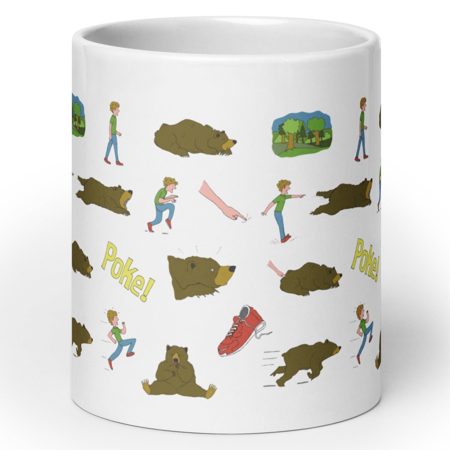 don't poke the bear all over print coffee mug, angle 3