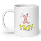 yay! high five coffee mug, angle 2